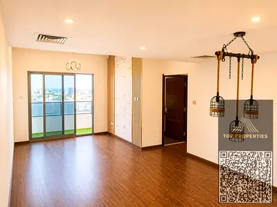 Two bedrooms and a spacious living room with a balcony and a completely open view, plus a private p