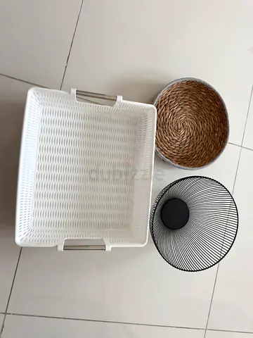 Set of 3 Big Decorative Fruit/Bread home box Baskets (Wicker, Wire  Plastic)