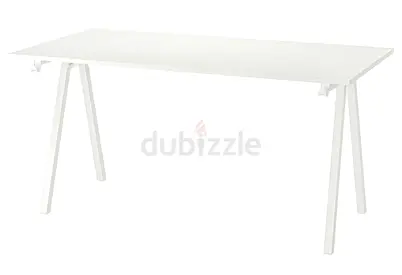 Ikea Trotten white rectangular study/office table - sturdy and clean design