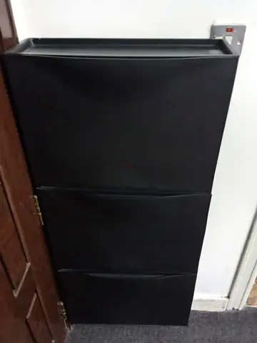 Slim 3-Tier Black Wall-Mounted Shoe Cabinet / Organizer