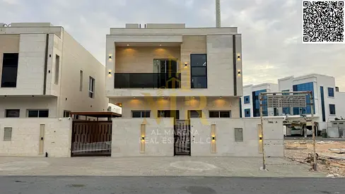 Modern villa for sale in Al-Amrah – two floors and a roof, price includes registration and ownership fees