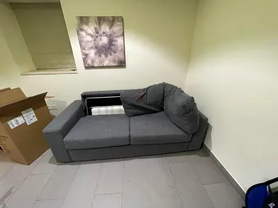 Comfynest 2-Seater Fabric Sofa Bed, Dark Grey - Convertible, Minimalist Design, Perfect for Modern S
