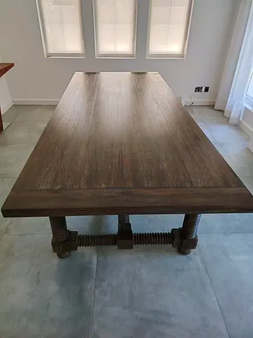 Solid Wood Dining Table with Turned Screw-Style Base - 8 Seater