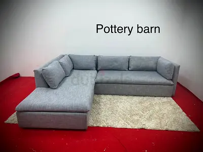 As like new condition pottery barn grey color lshape sofa