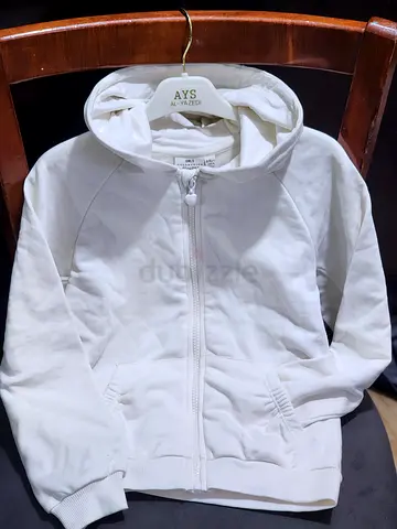 Girls White Zip-Up Hoodie Jacket