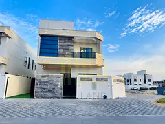 Corner villa for sale in Ajman | 5 master bedrooms + roof terrace | Large setback | Close to the mo