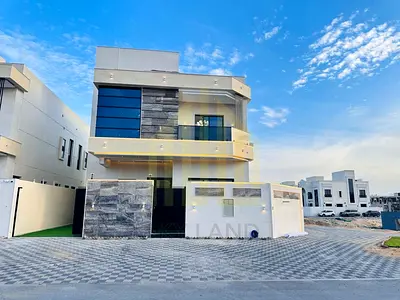 Corner villa for sale in Ajman | 5 master bedrooms + roof terrace | Large setback | Close to the mosque | Registration fees included