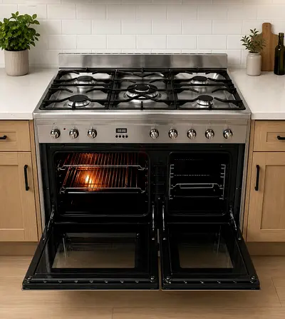 Smeg brand Stainless Steel 5-Burner Dual Oven electric — Good Working Condition