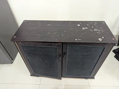Small Black Wooden Shoe Cabinet — Used. Shoe Rack.