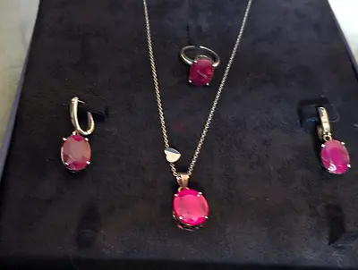 Italian Silver set of 4pcs with original Ruby. New