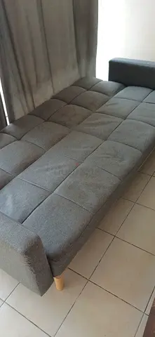 Gray Convertible Sofa Bed - Compact 3-Seater/Chaise