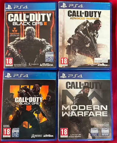 Set of 4 PS4 Call of Duty Games — Black Ops III, Black Ops IIII, Advanced Warfare, Modern Warfare