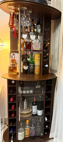 Wooden Home Bar Cabinet with Wine Rack and Glass Holder