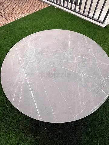 Round Marble-Effect Coffee Table Top (Grey) - Single Piece