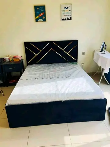 Sturdy Double Bed Frame with Headboard and Mattress - Good Condition