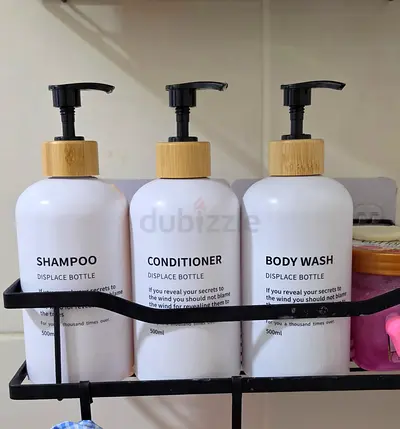 Set of 3 Refillable Bathroom Bottles (Shampoo, Conditioner, Body Wash)