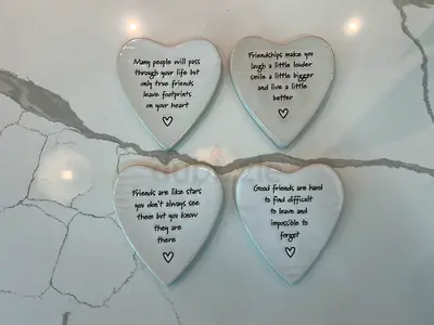 Glass coasters x4 Friendship themed