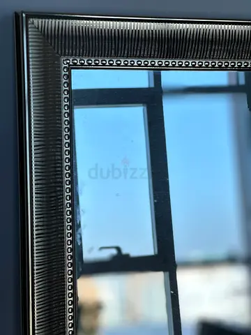 Large Decorative Wall Mirror with Golden Ribbed Frame