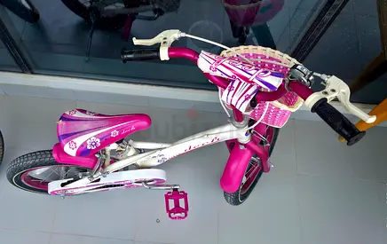 Kids Pink  White 16-inch Bicycle with Basket - Good Condition