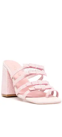 Light Pink Glitter Block Heel Strappy Sandals - Size (please confirm)