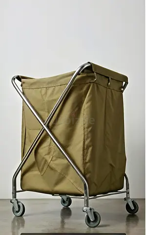 Wheeled Laundry Hamper / Mobile Linen Trolley - Olive Canvas #150, wholesale and retail