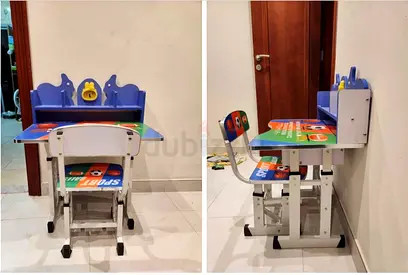 Kids Study Desk and Chair Set with Shelves - Good Condition