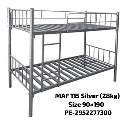 Metal Bunk Bed Double Decker - Silver Frame (90x190cm)