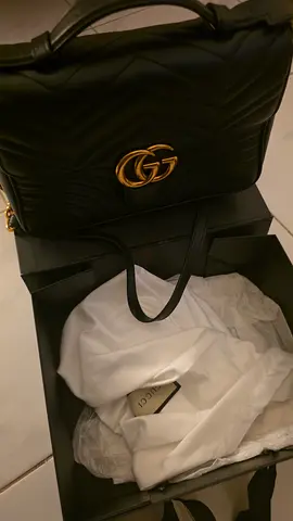 Black Gucci Marmont Chevron Leather Shoulder Bag (Authentic, with dust bag) -