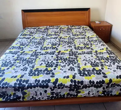 Wooden King Bed Frame with Headboard and mattress- Good Condition