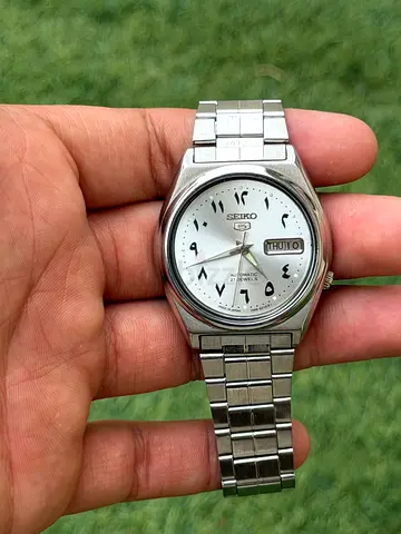 Seiko 5 Automatic Watch Arabic Dial Silver color