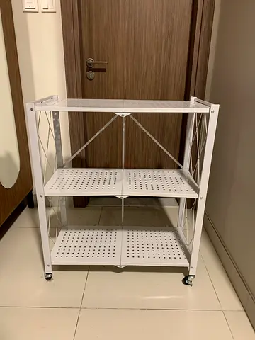 White Metal Utility Rack on Wheels - 2 Units