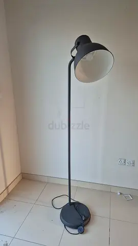Minimalist Black Floor Lamp - Adjustable Arm, Good Condition