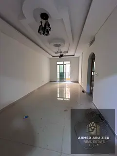 Two bedrooms and a living room for annual rent in Al Muwaihat 3, Ajman. Central air conditioning, bu