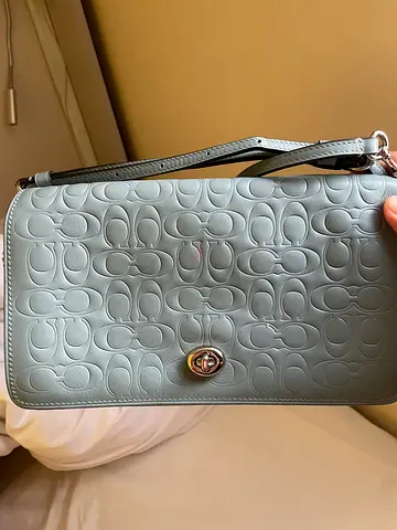 Light blue Coach embossed leather clutch / crossbody (excellent condition)