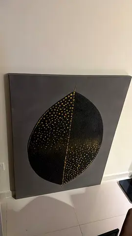 Large Abstract Textured Wall Art with Gold Dot Detail