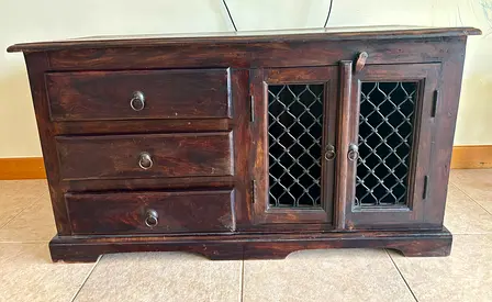 Antique style wooden TV chest of drawers