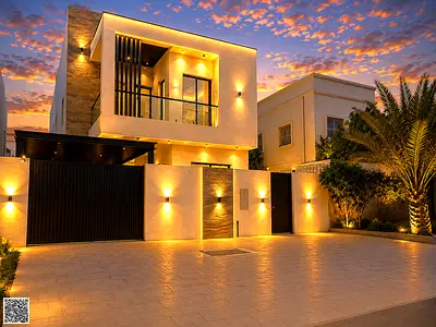 Luxury villa for sale with a large built-up area, opposite the mosque and close to schools and services.