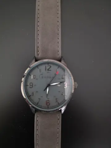 Giordano Mens casual analog wristwatch with grey dial and leather strap