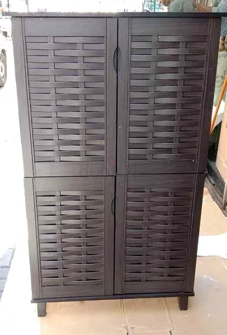 Dark Wood 4-Door Storage Cabinet / Wardrobe - Compact