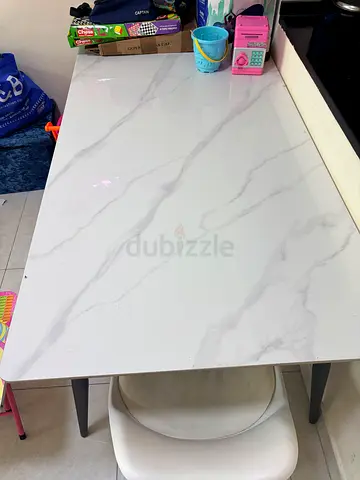 White Marble-Top Dining Table