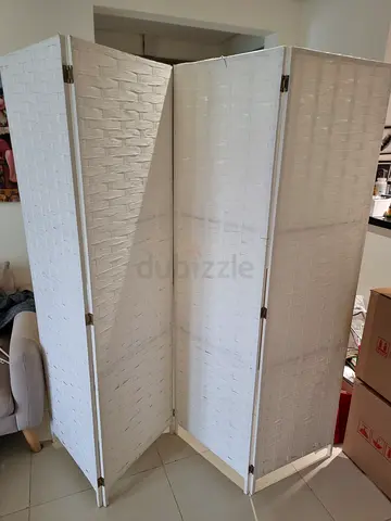 White 3-Panel Room Divider / Folding Screen - Good Condition