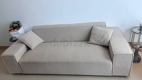 Modern Beige 3-Seater Sofa — Comfortable Low-Profile Design