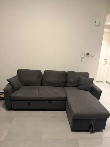 L-Shape Sofa Bed with Storage – Dark Grey