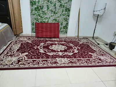CARPET Maroon Floral Area Rug - Good Condition