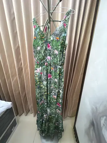 Green Floral Summer Jumpsuit, Size M (lightly used)