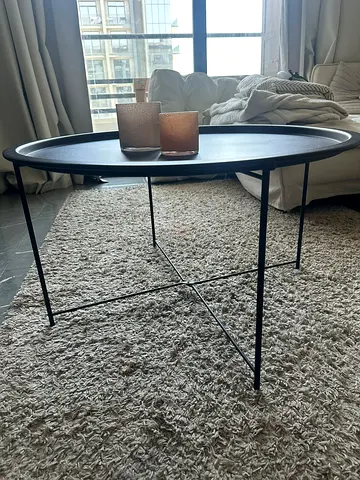 Black Round Metal Coffee Table / Tray Accent Table