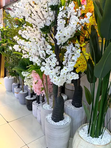 Artificial Flowering Tree with Decorative Pot