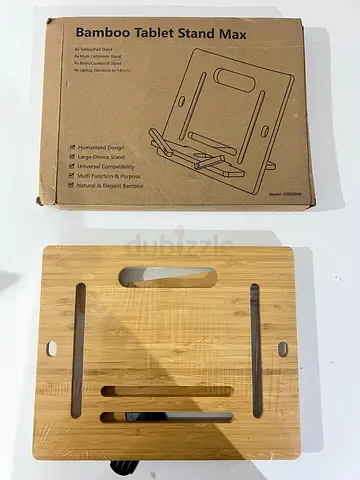 Bamboo Tablet Stand Max - Foldable Wooden Tablet/Phone/Laptop Holder