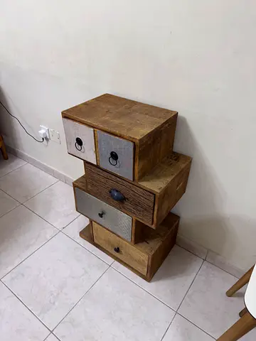 Set of 3 Rustic Wooden Stacking Drawers / Bedside Storage Boxes