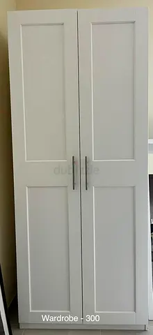 White Two-Door Wardrobe - Good Condition